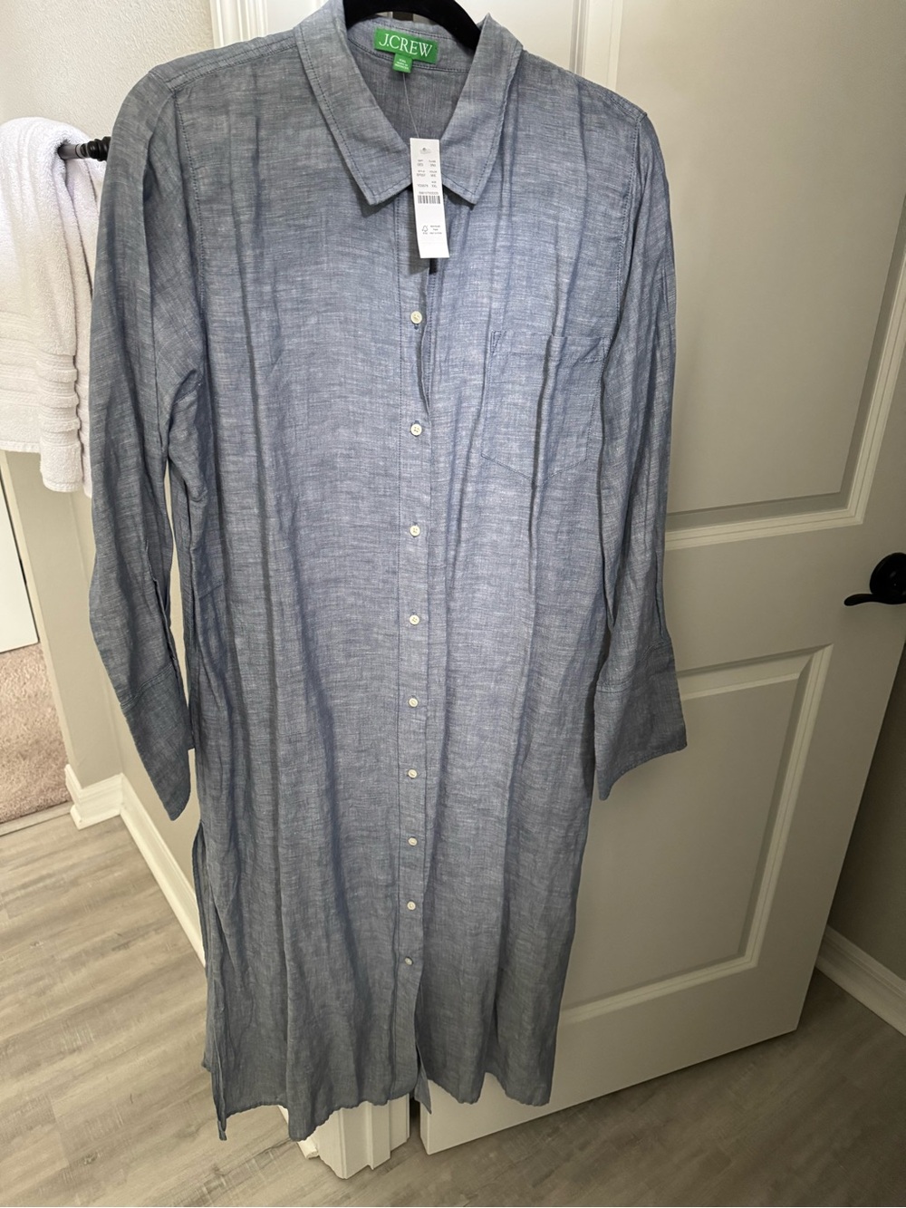 J. Crew Light Blue linen Shirt Dress.